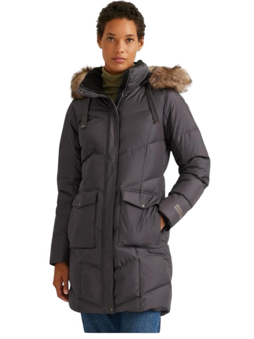 Eddie Bauer Women's Lodge Cascadian Down
Hooded Parka in Olive Green XL